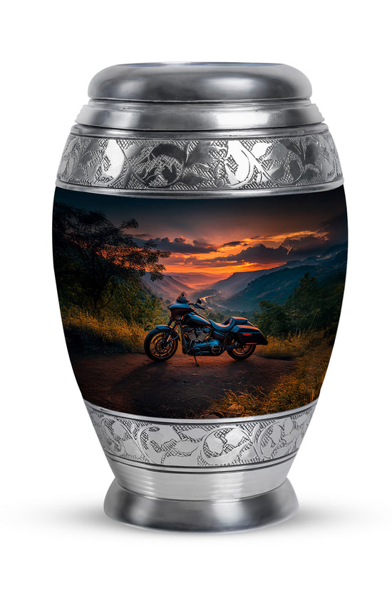 Personalized Blue Revered Bike Cremation Urns for Human Ashes - 10-inch, 200 cu in - Karyliz