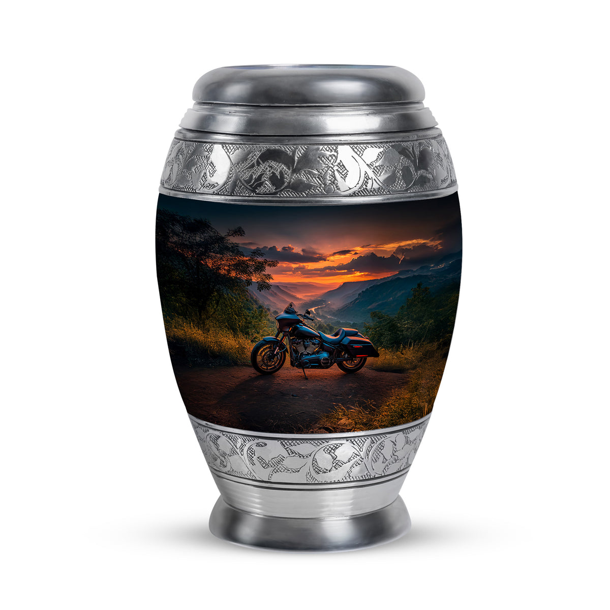 Personalized Blue Revered Bike Cremation Urns for Human Ashes - 10-inch, 200 cu in - Karyliz