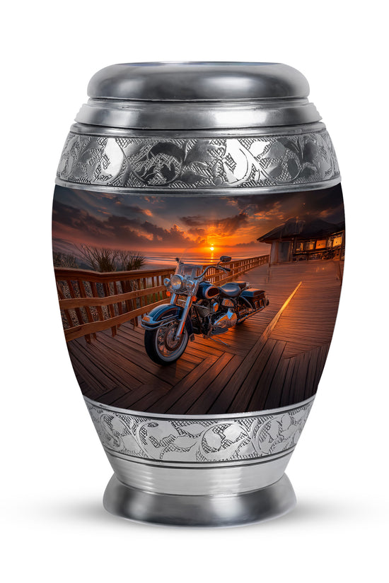 Black Comforting Bike Memorial Urn for Ashes - 10-inch, 200 cu in - Karyliz