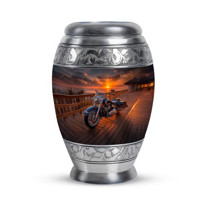 Black Comforting Bike Memorial Urn for Ashes - 10-inch, 200 cu in - Karyliz