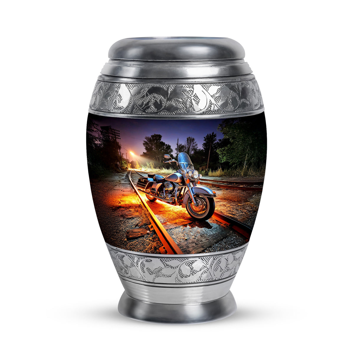 Blue Breathtaking Bike Memorial Urn for Ashes - 10-inch, 200 cu in - Karyliz