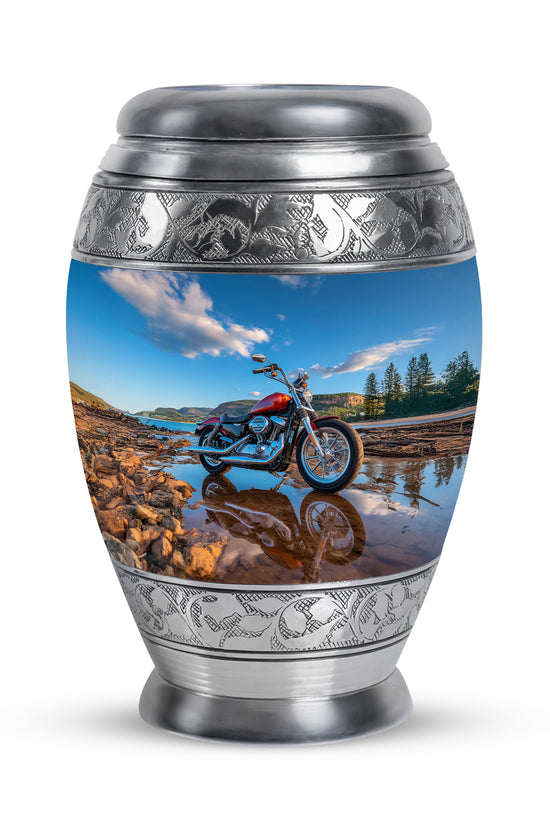 Personalized Bike Cremation Urns - Eminent Blue 10-inch, 200 cu in - Karyliz
