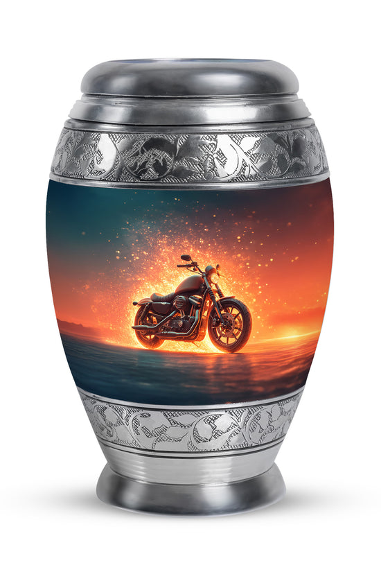 Personalized Blue Bike Cremation Urns for Ashes - Transcendent 10-inch - Karyliz