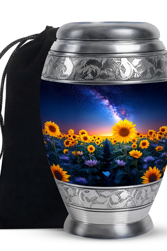 Sunflower Cremation Urn - Night Sky Beautiful Urn For Human Ashes
