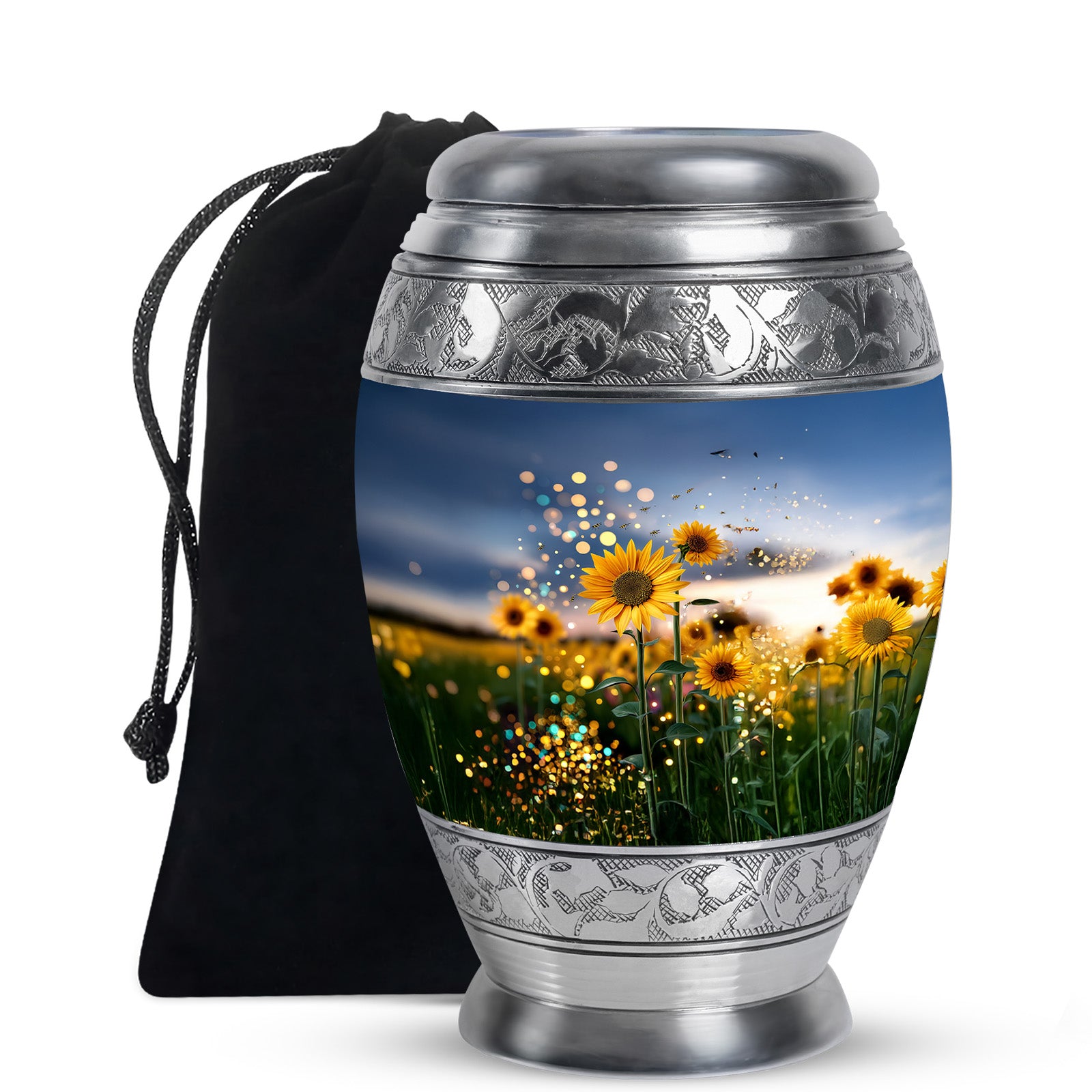 Sparkling Sunflower Field Urn - Decorative Cremation Urn For Loved Ones