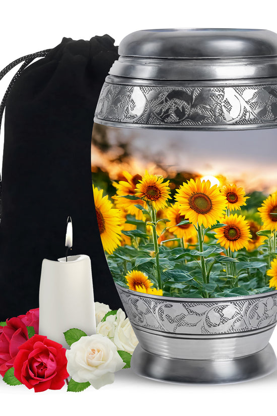 Golden Light Sunflower Urn - Memorial Urn For Loved Ones