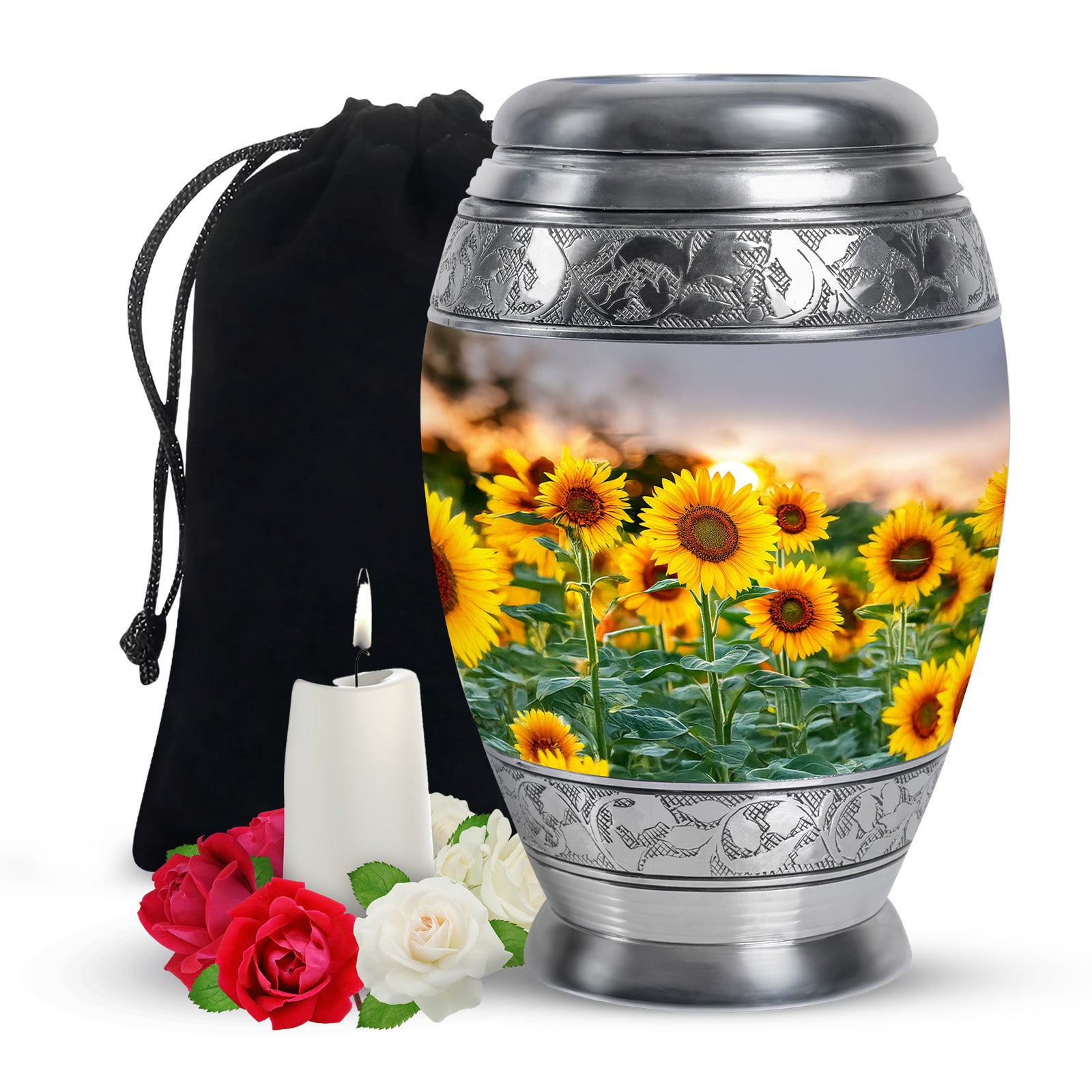 Golden Light Sunflower Urn - Memorial Urn For Loved Ones