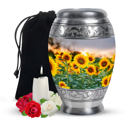 Golden Light Sunflower Urn - Memorial Urn For Loved Ones