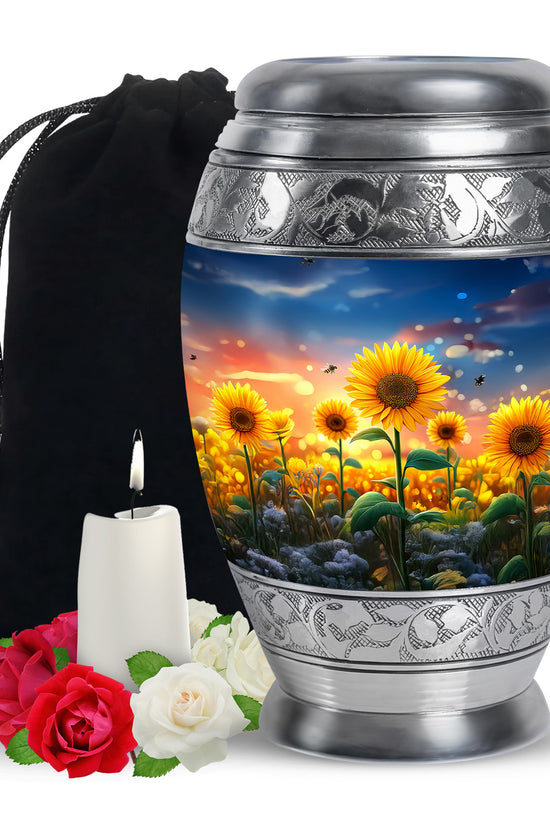 Sunflower Garden Bee Urn - Artistic Memorial Urn For Ashes
