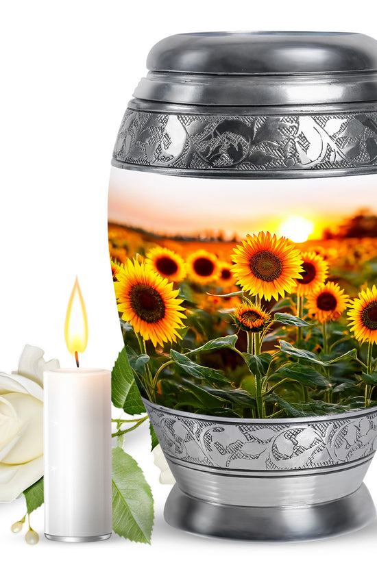 Sunflower Memorial Urn - Sunset Floral Funeral Urn For Adult Ashes
