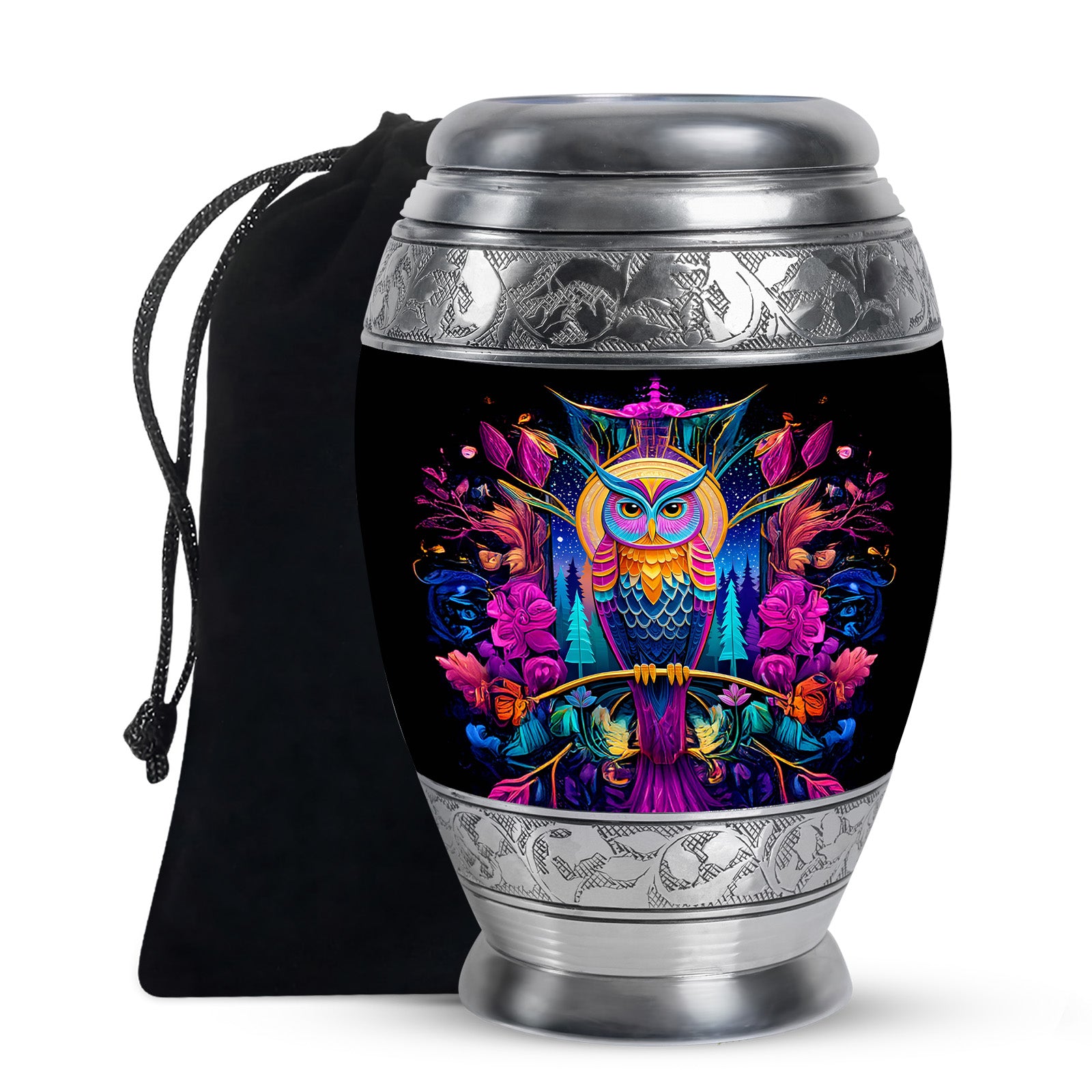 Colorful Owl Memorial Urn - Artistic Cremation Urn For Ashes