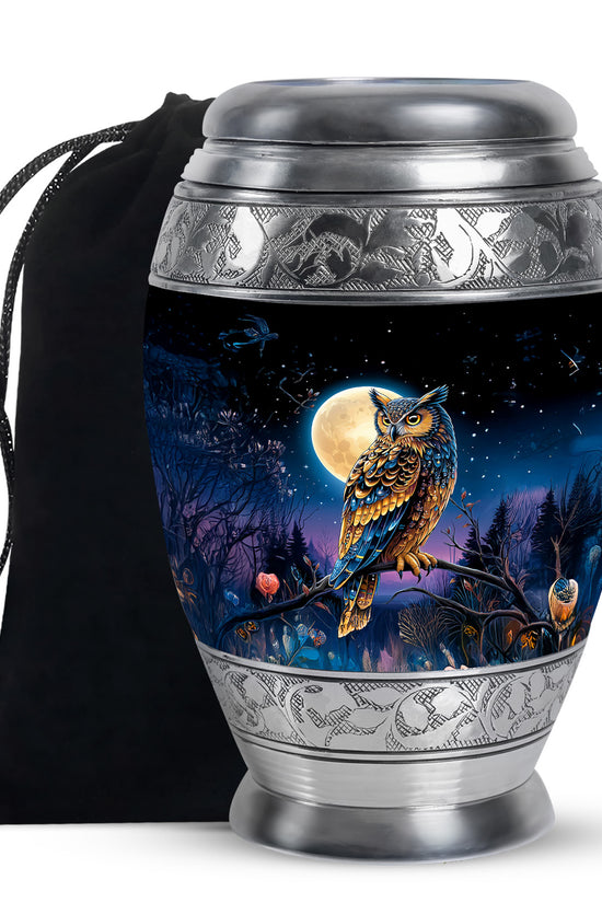 Beautiful Moonlight Cremation Urn - Night Owl Memorial Urn For Adults