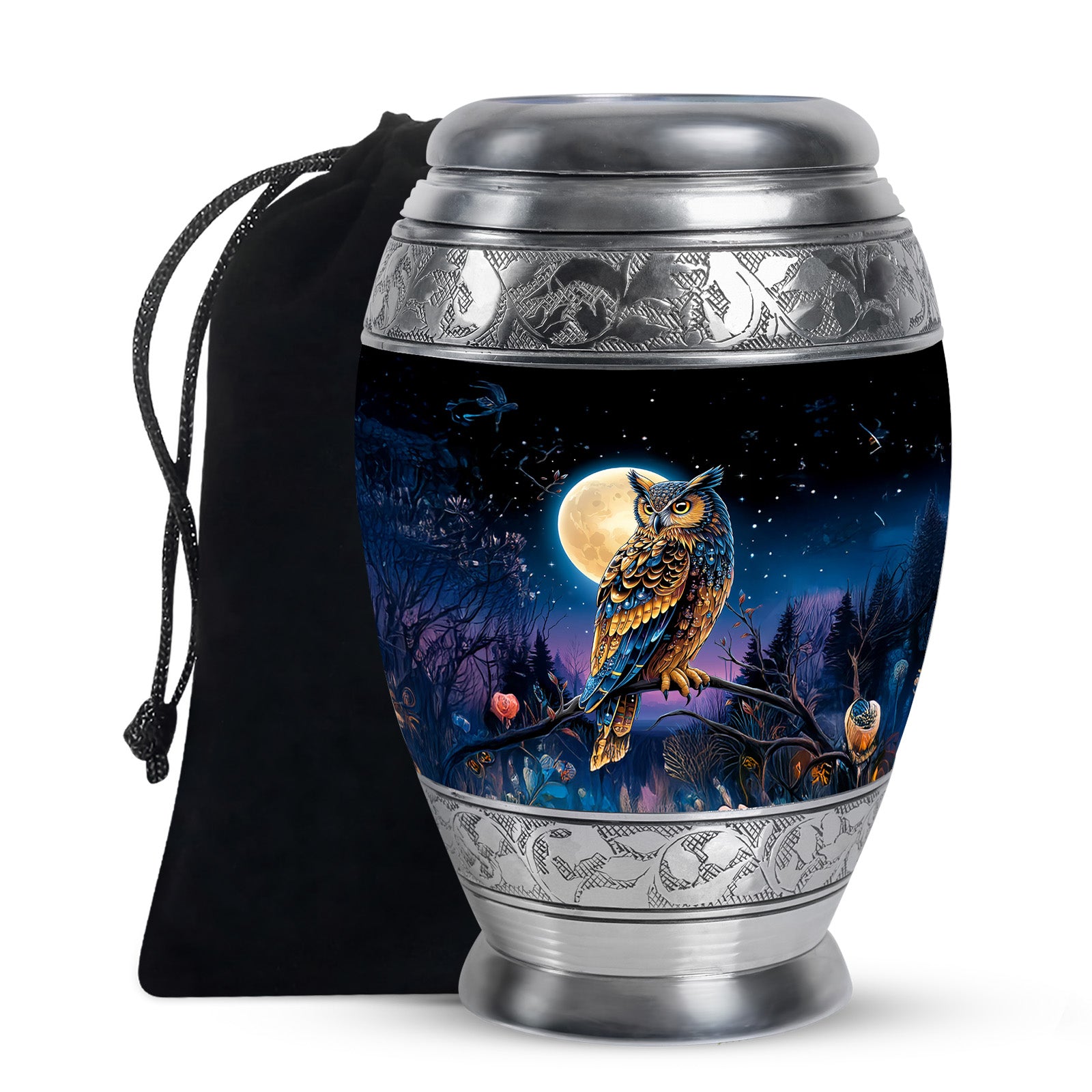 Beautiful Moonlight Cremation Urn - Night Owl Memorial Urn For Adults
