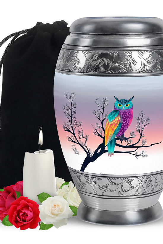 Owl Artwork Cremation Urn - Tree Memorial Urn For Loved Ones