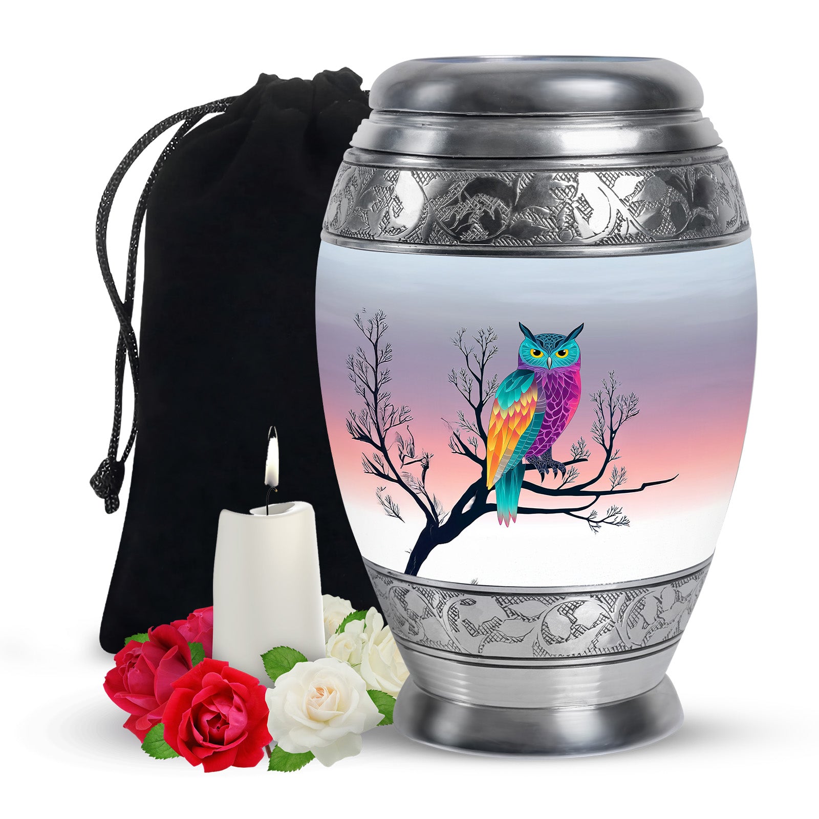 Owl Artwork Cremation Urn - Tree Memorial Urn For Loved Ones