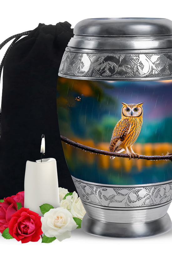 Rain Forest Owl Memorial Urn - Nature Cremation Urn For Adults