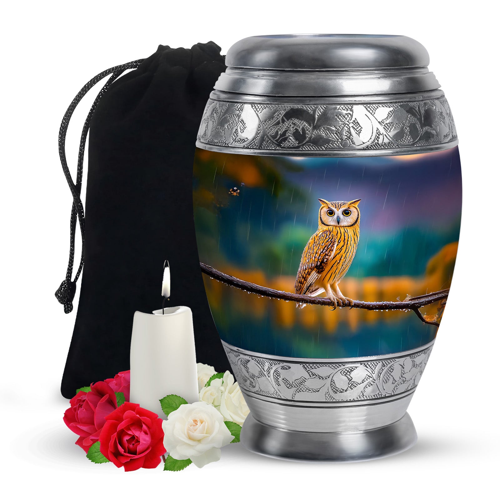 Rain Forest Owl Memorial Urn - Nature Cremation Urn For Adults