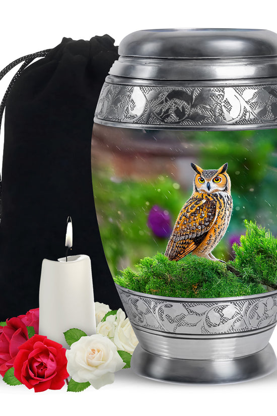 Owl Funeral Urn For Ashes - Green Nature Cremation Urn