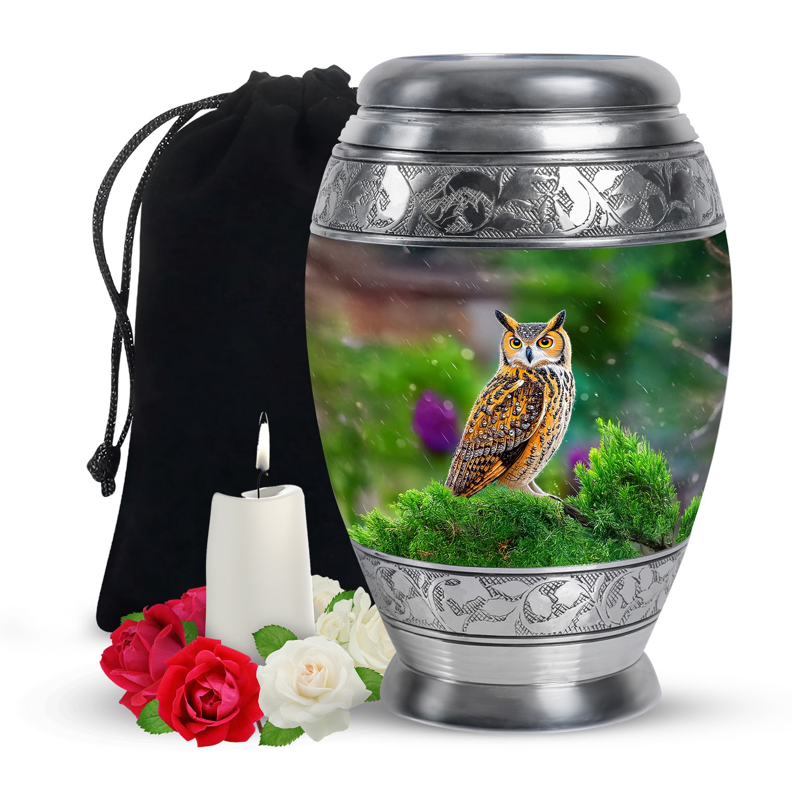 Owl Funeral Urn For Ashes - Green Nature Cremation Urn