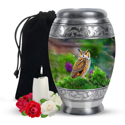 Owl Funeral Urn For Ashes - Green Nature Cremation Urn