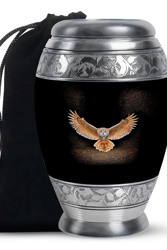 Owl Cremation Urn - Black Memorial Urn For Human Ashes