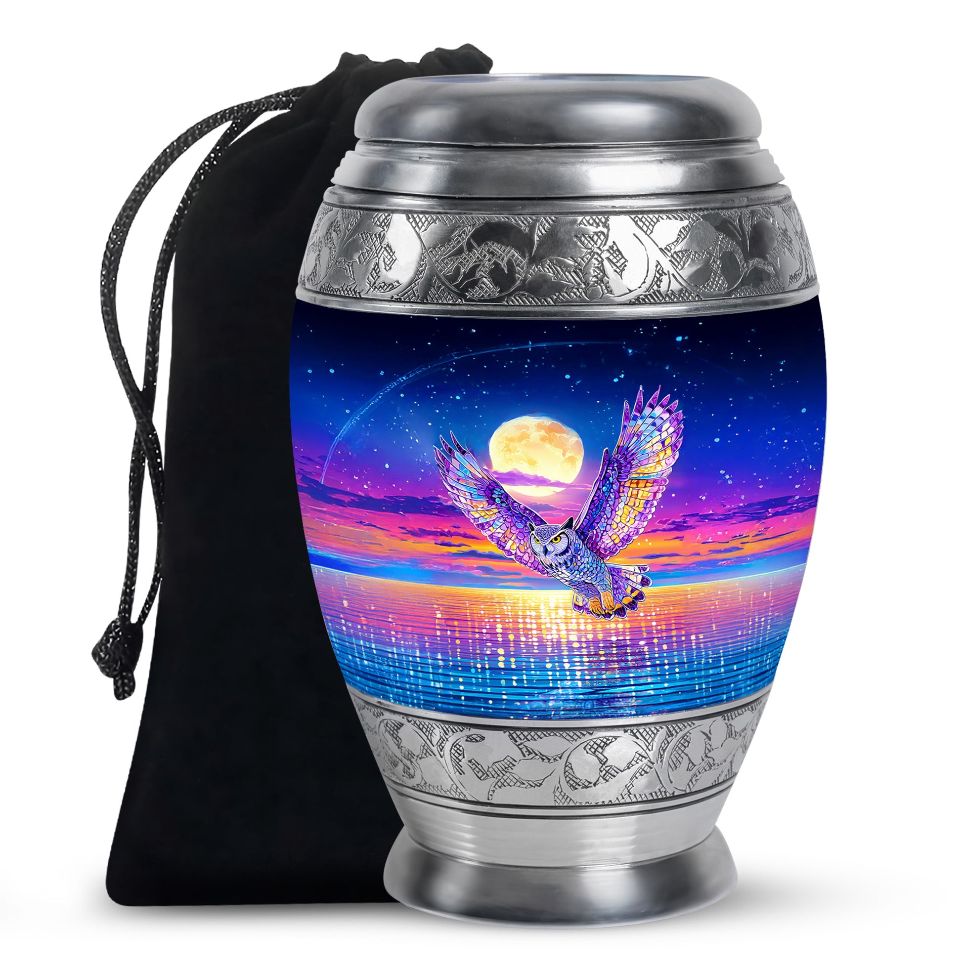 Colorful Owl Funeral Urn - Moonlight Memorial Urn For Loved Ones