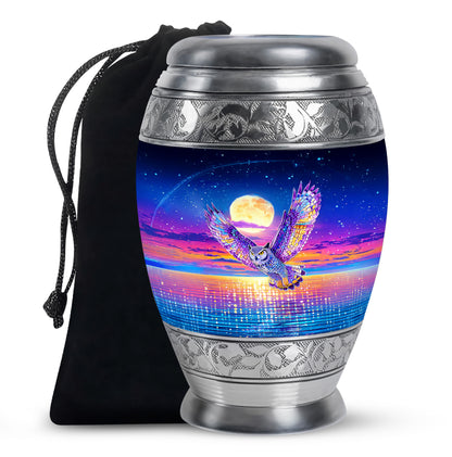 Colorful Owl Funeral Urn - Moonlight Memorial Urn For Loved Ones
