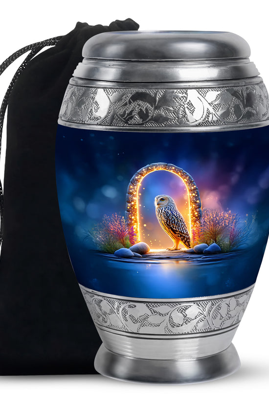 Peaceful Owl Funeral Urn - Glowing Memorial Urn For Adult Ashes