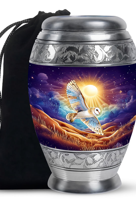 Artistic Owl Cremation Urn - Sunset Memorial Urn For Burial
