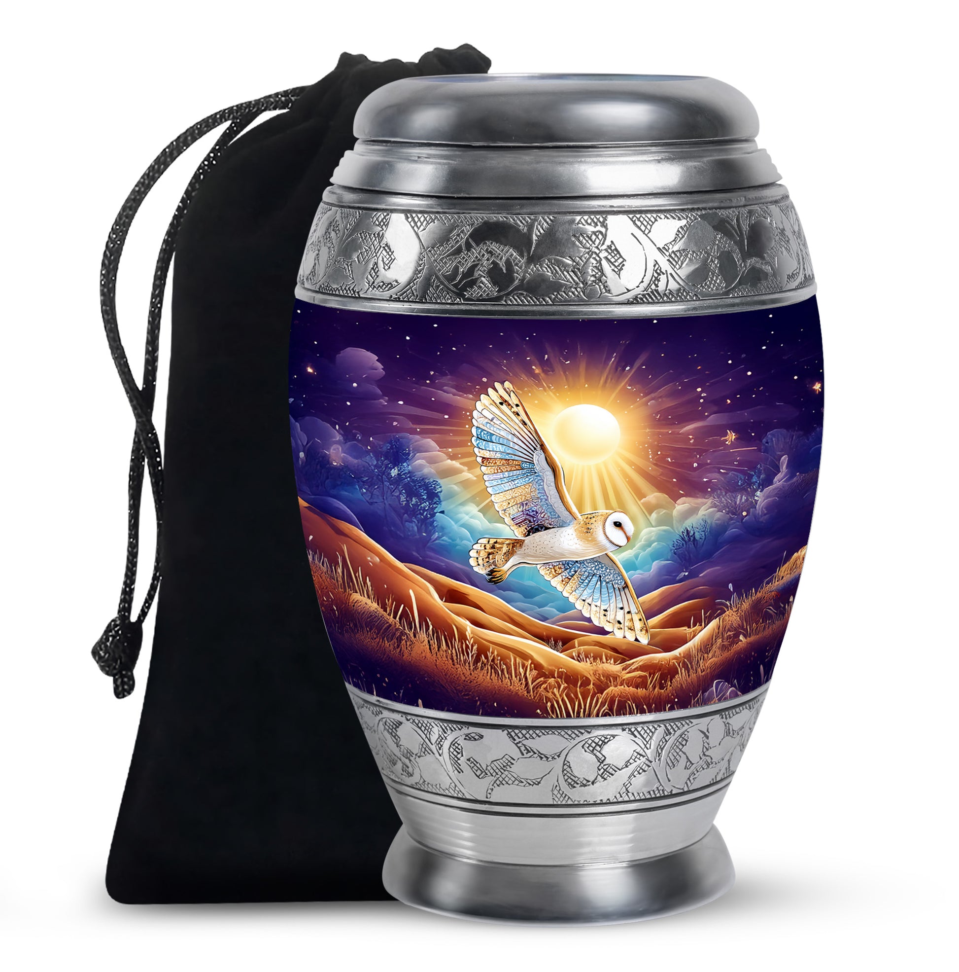 Artistic Owl Cremation Urn - Sunset Memorial Urn For Burial