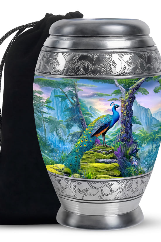 Peacock Mountain Memorial Urn - Scenic Nature Cremation Urn For Ashes