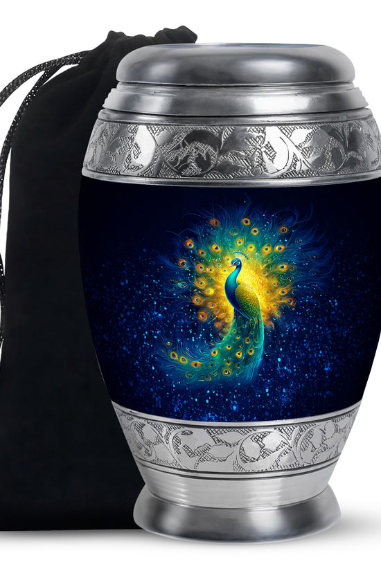 Peacock Cremation Urn - Galaxy Theme Funeral Urn For Adult Ashes