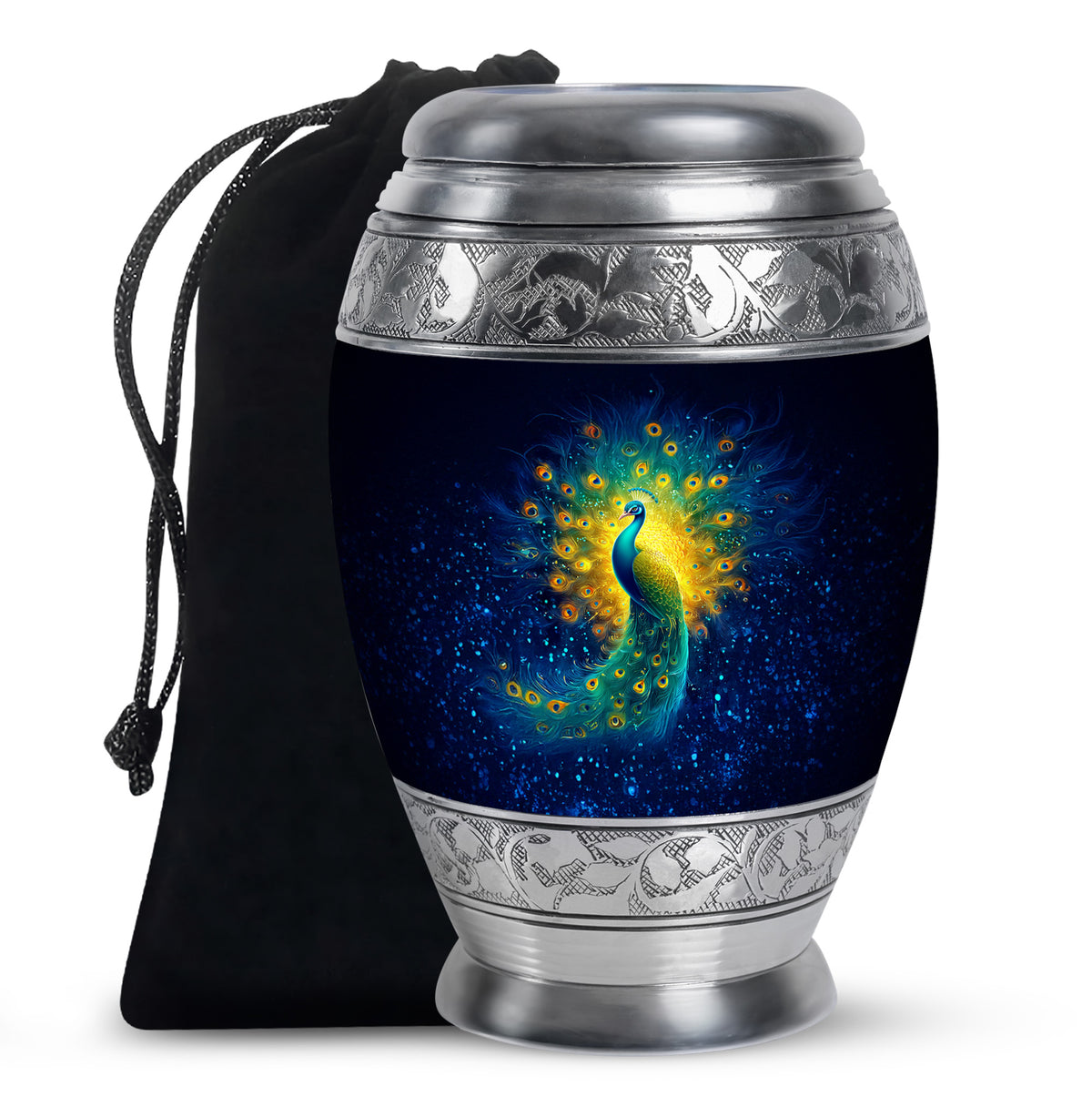 Peacock Cremation Urn - Galaxy Theme Funeral Urn For Adult Ashes