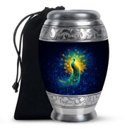 Peacock Cremation Urn - Galaxy Theme Funeral Urn For Adult Ashes