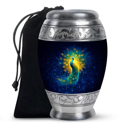 Peacock Cremation Urn - Galaxy Theme Funeral Urn For Adult Ashes