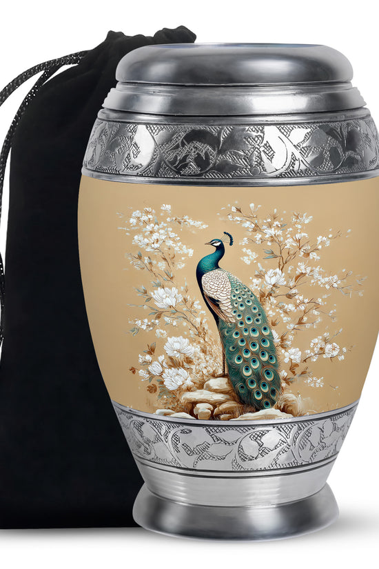 Peacock Theme Memorial Urn - Beautiful Artistic Funeral Urn For Loved Ones