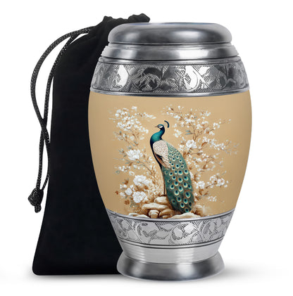 Peacock Theme Memorial Urn - Beautiful Artistic Funeral Urn For Loved Ones