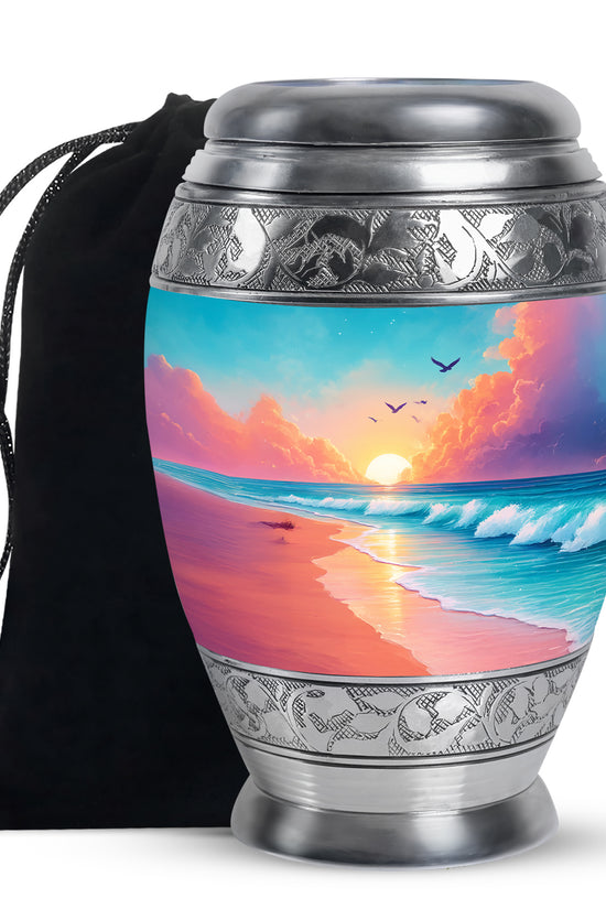 Peaceful Beach Memorial Urn For Ashes - Large Sized Urn For Adult Men