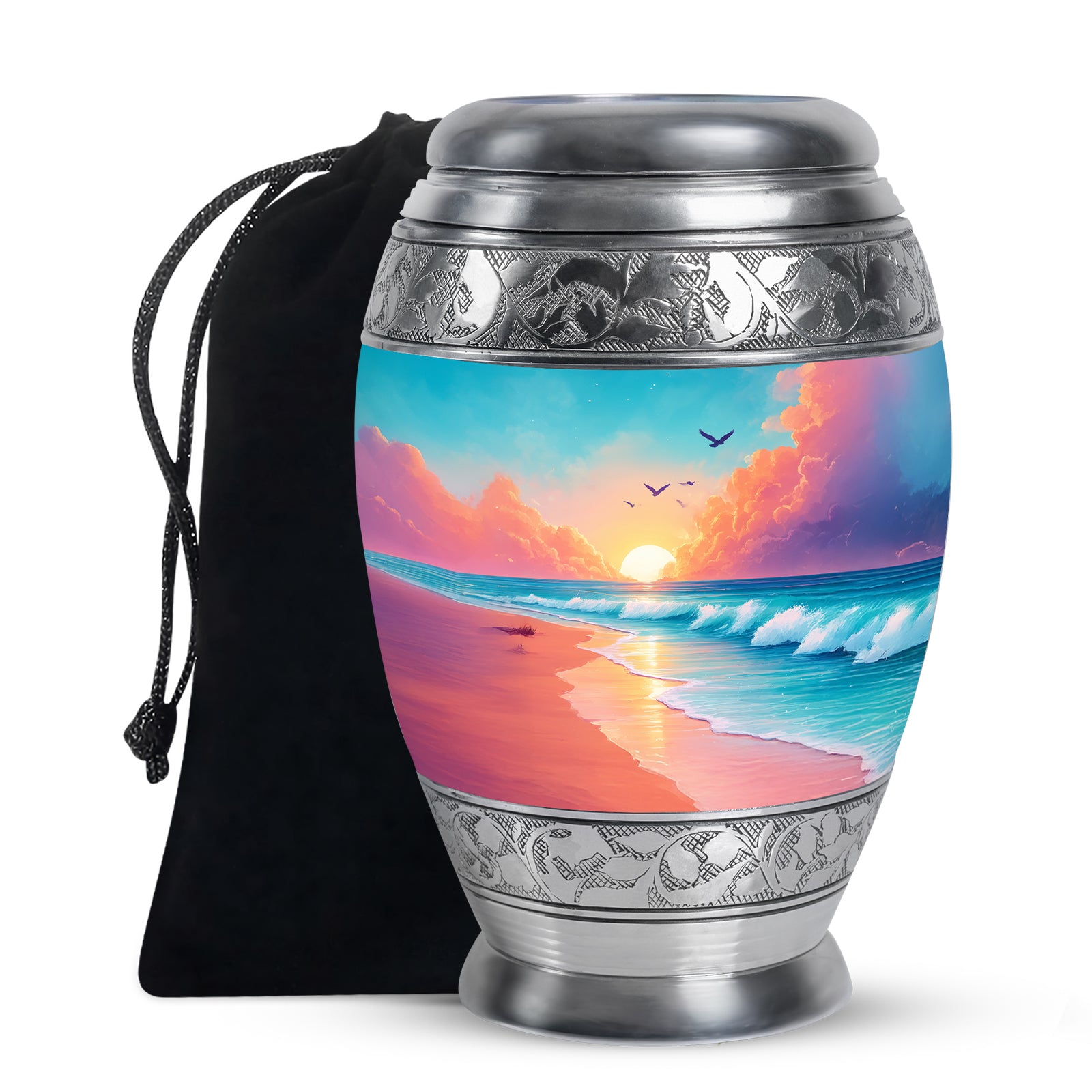 Peaceful Beach Memorial Urn For Ashes - Large Sized Urn For Adult Men