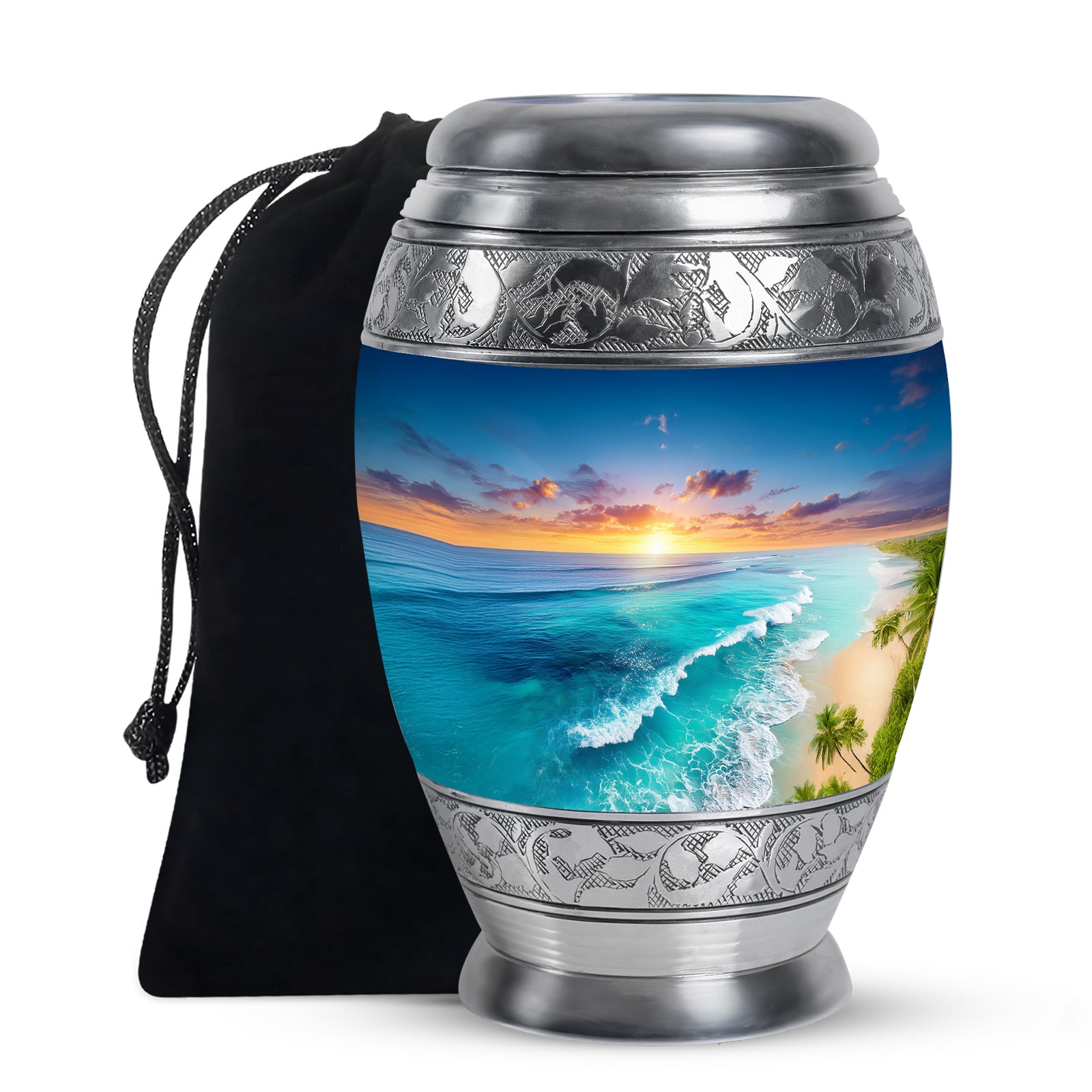 Blue Ocean Waves Funeral Urn For Ashes - Urn For Men & Women
