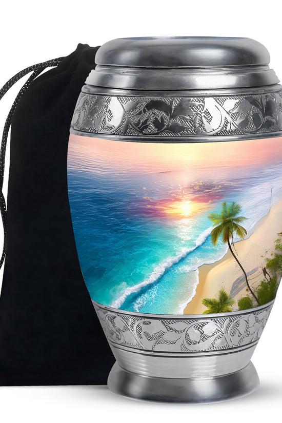 Palm Trees Cremation Urn For Adult Female - Sunset Funeral Urn For Women