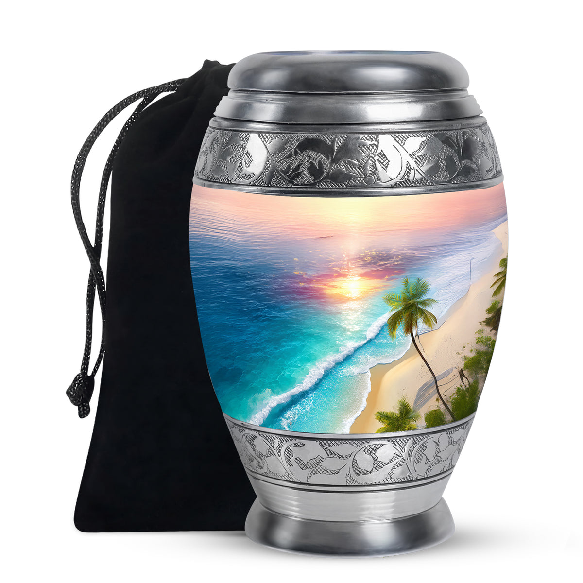 Palm Trees Cremation Urn For Adult Female - Sunset Funeral Urn For Women