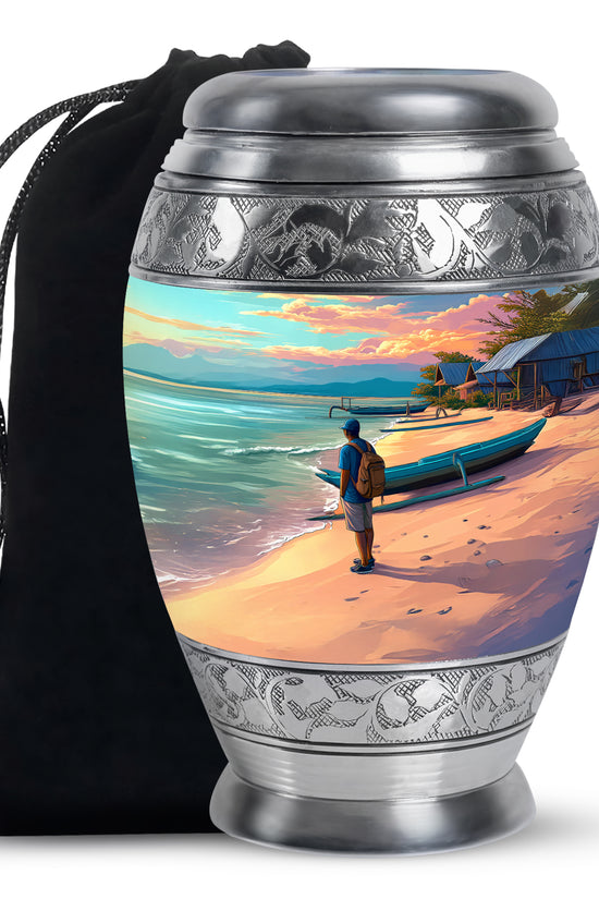 Peaceful Ocean Memorial Urn - Seaside Memorial Urn For Adult Ashes