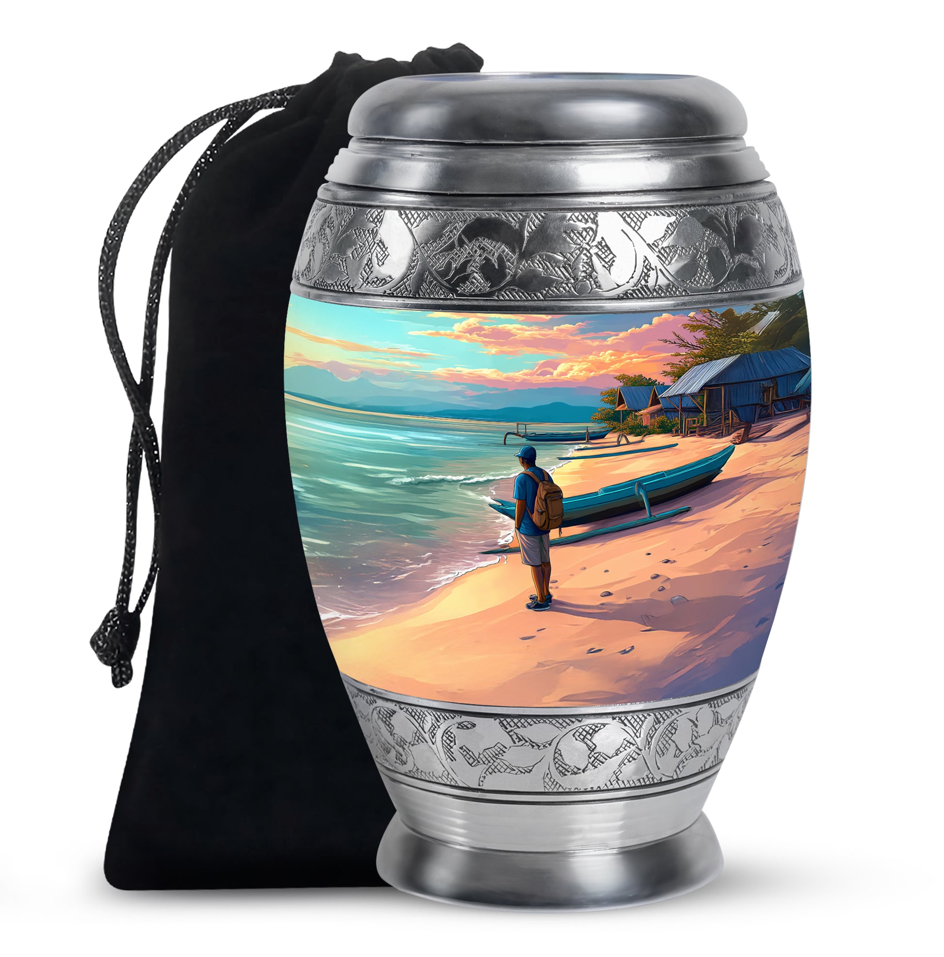 Peaceful Ocean Memorial Urn - Seaside Memorial Urn For Adult Ashes