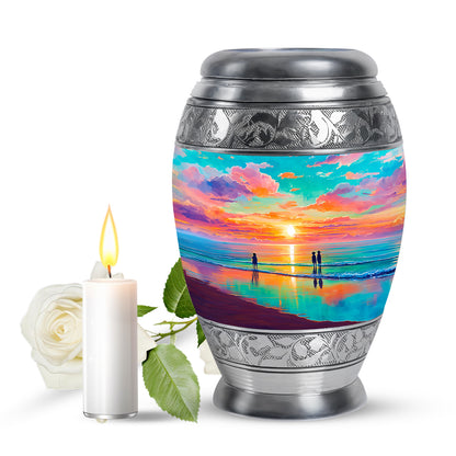 Radiant Beach Memorial Cremation Urns - Teal 10-inch, 200 cu in - Yatskia