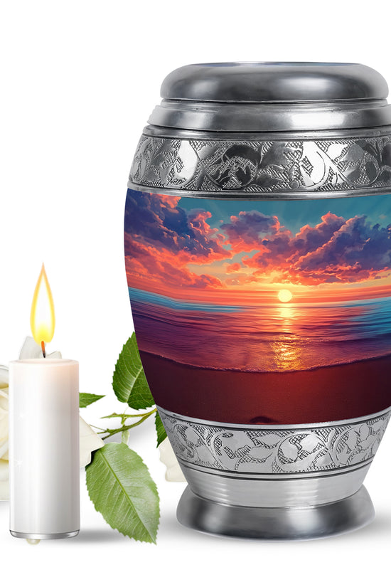 Personalized Blue Beach Cremation Urns for Ashes - Enchanting 10-inch - Yatskia