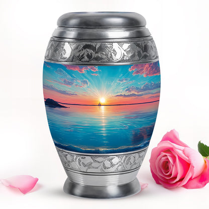 Regal Beach Memorial Cremation Urns - Teal 10-inch, 200 cu in - Yatskia