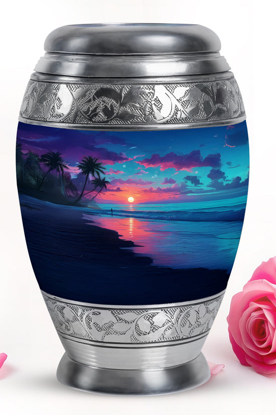 Sublime Beach Cremation Urns for Human Ashes - Blue 10-inch - Yatskia