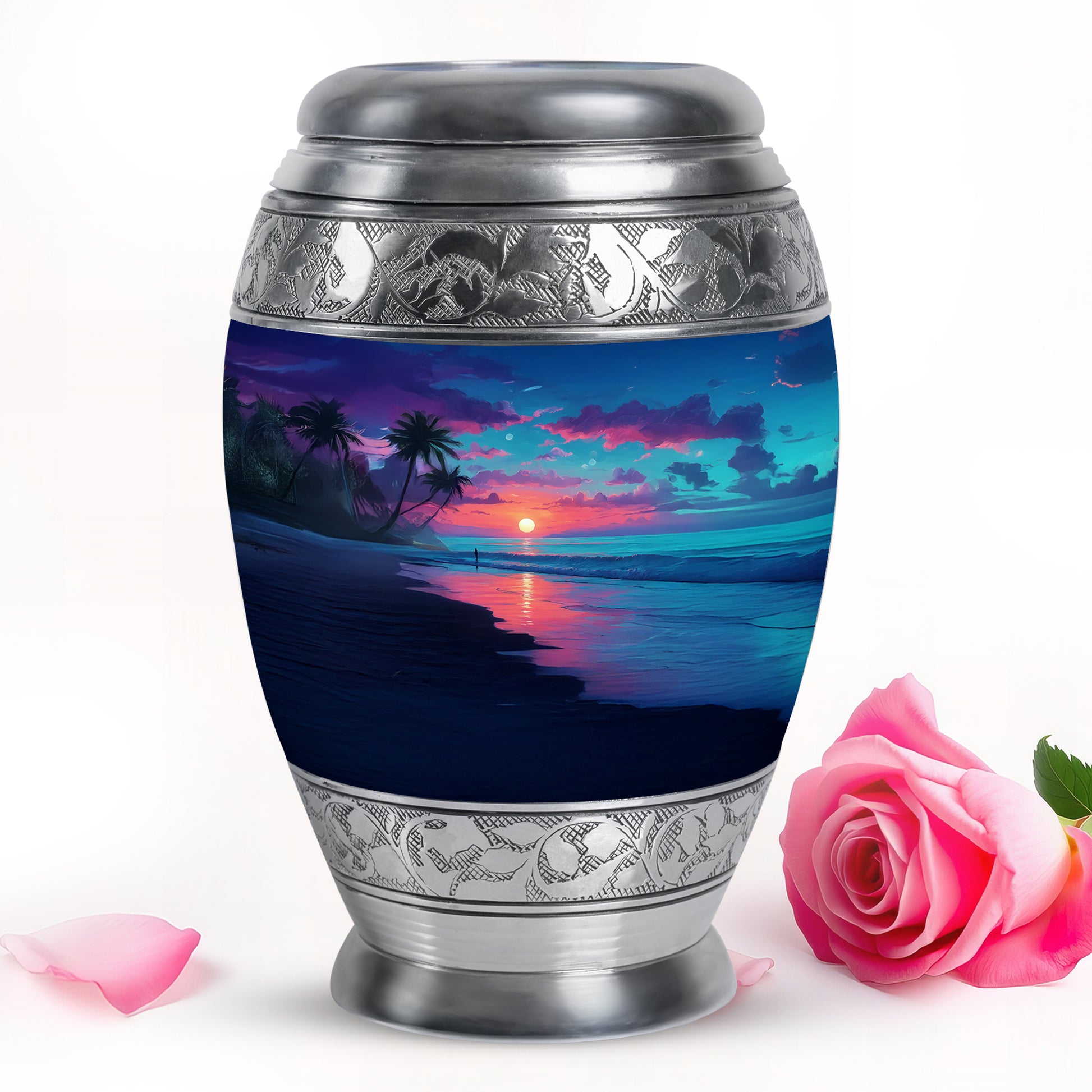 Sublime Beach Cremation Urns for Human Ashes - Blue 10-inch - Yatskia