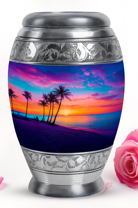 Personalized Magnificent Beach Cremation Urns - Blue 10-inch, 200 cu in - Yatskia